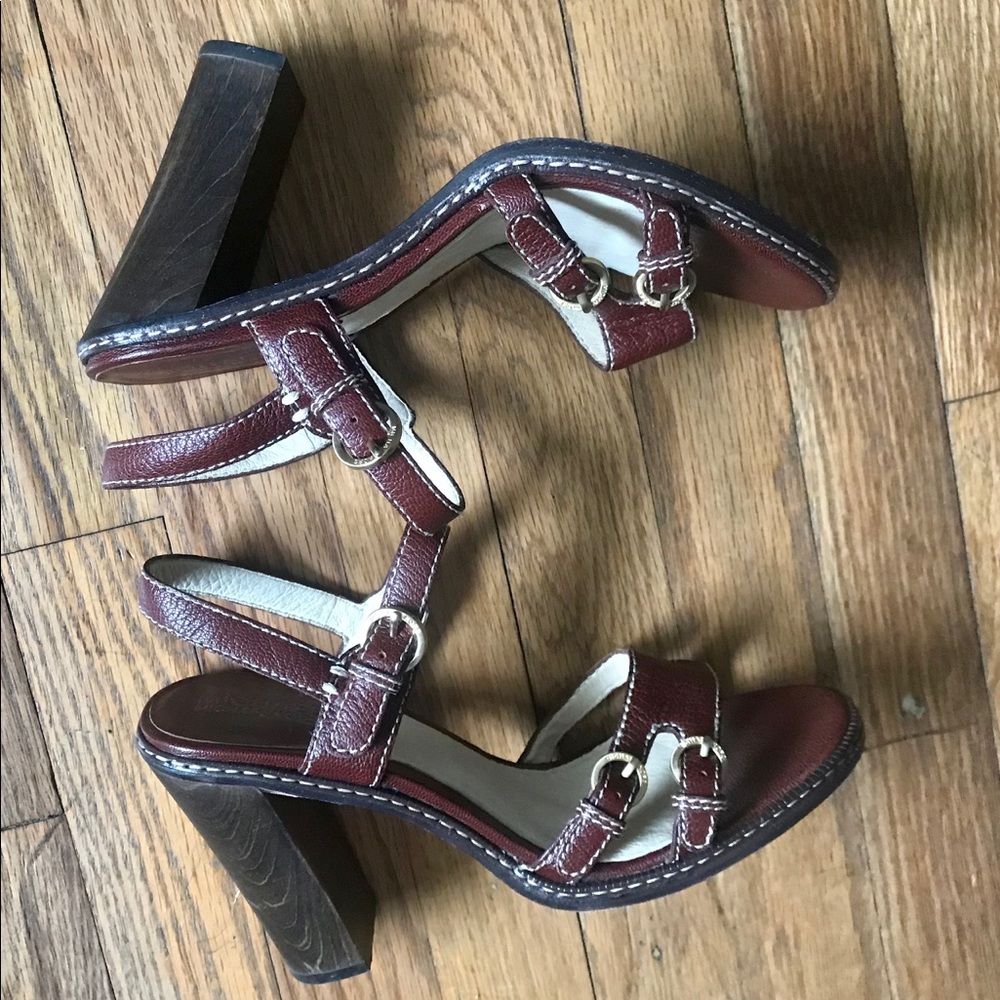 Michael Kors Leather chunky heel sling back